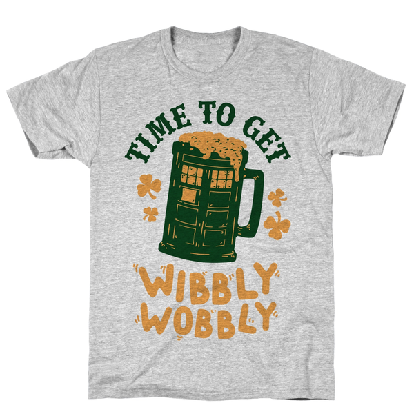Time to Get Wibbly Wobbly Athletic Gray Unisex Cotton Tee by LookHUMAN - King Vegan T's